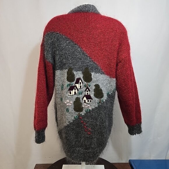 Vintage Norwegian Design Womans Small Oversized Cardigan Wool Bergen Hand Made - Picture 3 of 12